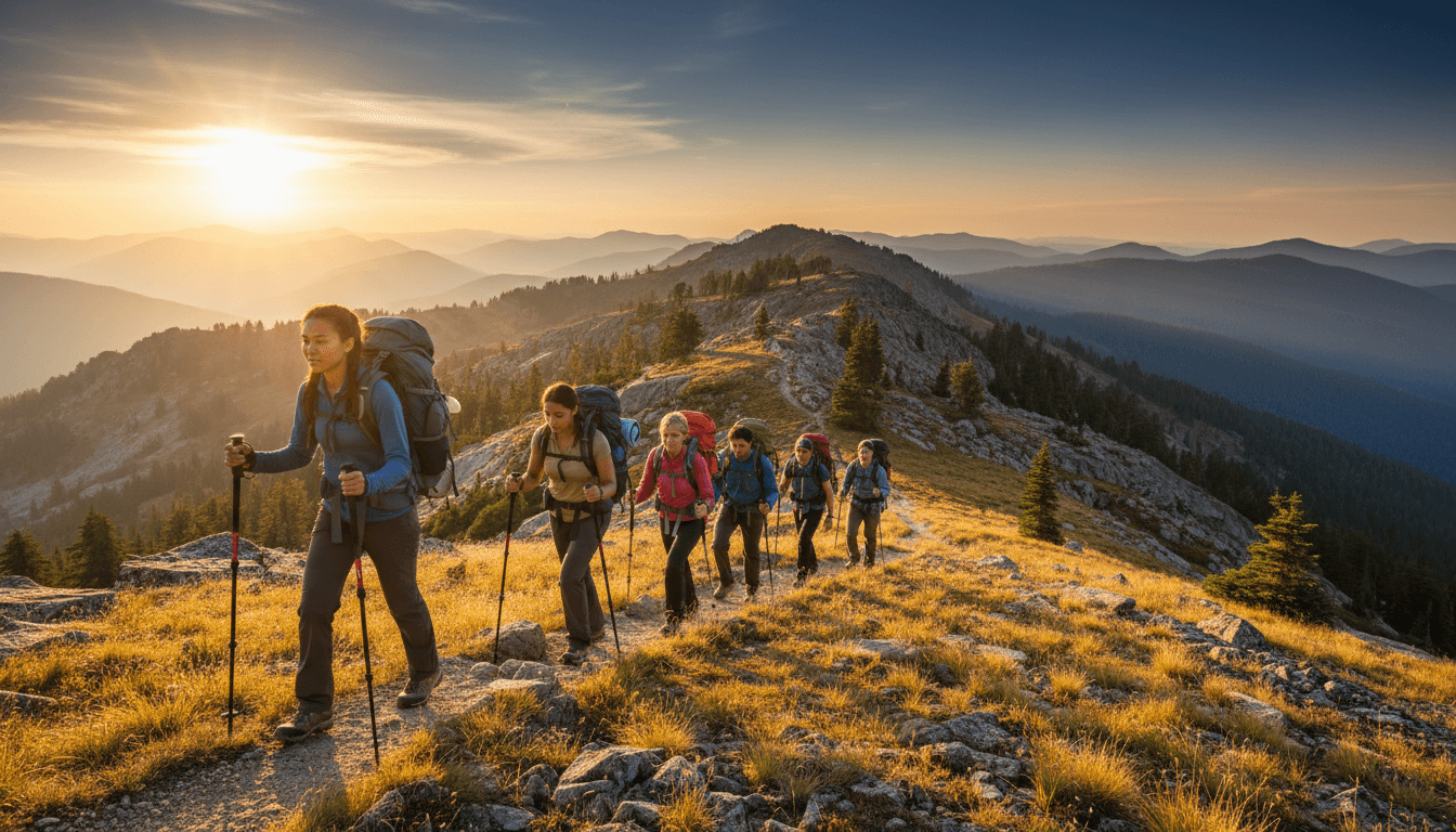 Guided hike group on trail