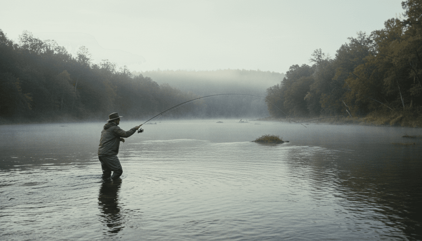 Fly fishing in alpine stream